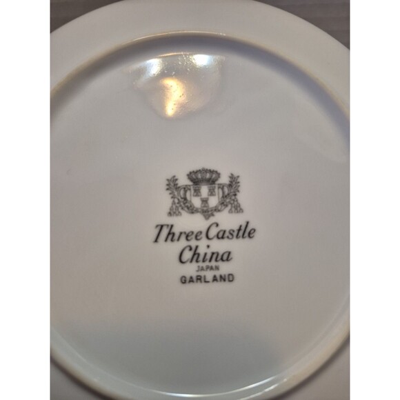 Three Castle China Garland Set Of 8 Salad/Dessert Plates Pink Roses - Picture 6 of 7